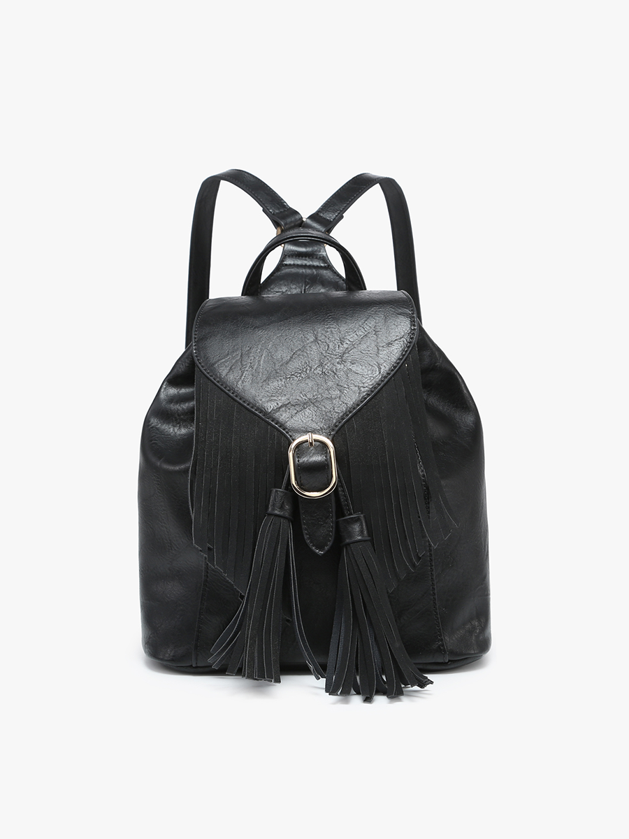 Jewel Fringe Bucket Backpack – Distressed Vegan Bag