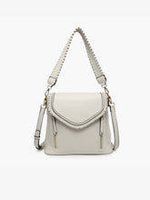 Load image into Gallery viewer, Lorelei Double Zip Whipstitch Trim Crossbody: Ivory