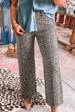 Load image into Gallery viewer, Leopard Love Wide Leg High Waist Jeans