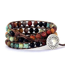 Load image into Gallery viewer, Natural "LOVE" Leather Wrap Bracelet, Boho Bead Bracelet