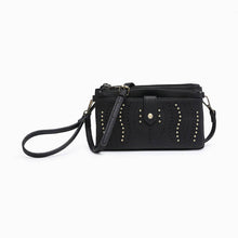 Load image into Gallery viewer, Ayra Studded Front Wallet/Clutch Black