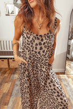 Load image into Gallery viewer, Leopard Print Square Neck Pleated Wide Leg Jumpsuit