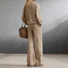 Load image into Gallery viewer, Leopard Print Sweatshirt & Wide Leg Pants Lounge Set