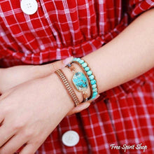 Load image into Gallery viewer, Handmade Turquoise Howlite Wrap Bracelet