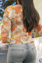 Load image into Gallery viewer, Dotty Floral Lettuce Trim Long Sleeve Mesh Top