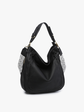 Load image into Gallery viewer, Aris Whipstitch Hobo/Crossbody w/ Guitar Strap: Black2