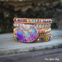 Load image into Gallery viewer, Handmade Purple & Turquoise Jasper Wrap Bracelet