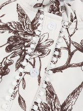 Load image into Gallery viewer, Floral Ruffled Puff Sleeve Lace Detail Button Shirt