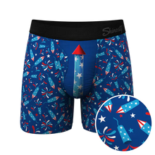 Load image into Gallery viewer, The Crotch Rocket USA Firecracker Ball Hammock® Pouch Underwear With Fly