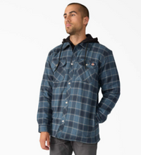 Load image into Gallery viewer, Water Repellent Flannel Hooded Shirt Jacket Dark Navy