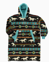 Load image into Gallery viewer, Horse Fair Isle Dark Blanket Hoodie