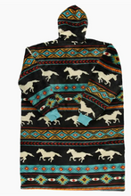 Load image into Gallery viewer, Horse Fair Isle Dark Blanket Hoodie