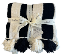 Load image into Gallery viewer, Striped Luxe Home Blanket with Tassels Taupe/Cream
