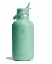 Load image into Gallery viewer, Mint green Hydro Flask water bottle with straw lid on a white background