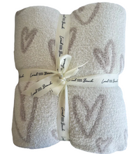 Load image into Gallery viewer, Local Beach Love Collection Heart Luxe Home Blanket Cream