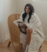 Load image into Gallery viewer, Local Beach Love Collection Heart Luxe Home Blanket Cream