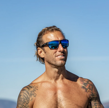 Load image into Gallery viewer, Boone Matte Black + Polarized Blue Mirror Lens