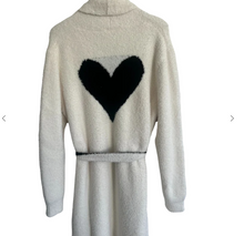 Load image into Gallery viewer, Local Beach Love Collection Heart Luxe Robe Black/Cream