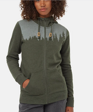 Load image into Gallery viewer, Juniper Zip Hoodie Dark Kombu Green Heather White