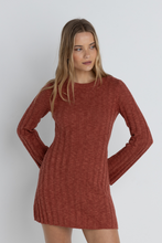 Load image into Gallery viewer, Empire long sleeve knit mini dress Red