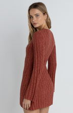 Load image into Gallery viewer, Empire long sleeve knit mini dress Red