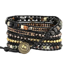 Load image into Gallery viewer, Natural Black Labradorite & Picasso Jasper Wrap Bracelet