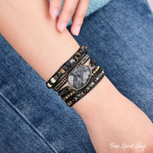 Load image into Gallery viewer, Natural Black Labradorite & Picasso Jasper Wrap Bracelet