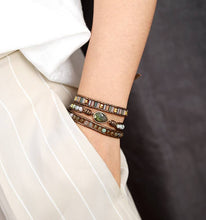 Load image into Gallery viewer, Labradorite Teardrop Bronze Wrap Bracelet