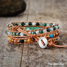 Load image into Gallery viewer, Green Jade & Jasper Wrap Bracelet, Boho Bead Bracelet