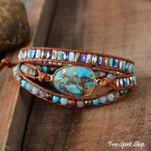 Load image into Gallery viewer, Natural Turquoise & Jasper Wrap Bracelet