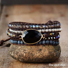 Load image into Gallery viewer, Natural Black Onyx Beaded Wrap Bracelet