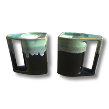 Load image into Gallery viewer, Black/Teal Glazed Artisan Mugs (Hitam Glossy Melt)