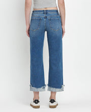 Load image into Gallery viewer, MID RISE RAW CUFFED HEM SLIM WIDE JEANS