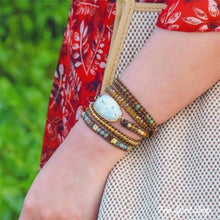 Load image into Gallery viewer, Natural Agate Moonlight &amp; Jasper Boho Beaded Wrap Bracelet
