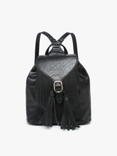 Load image into Gallery viewer, Jewel Fringe Bucket Backpack – Distressed Vegan Bag

