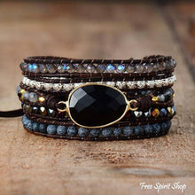 Load image into Gallery viewer, Natural Black Onyx Beaded Wrap Bracelet
