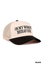 Load image into Gallery viewer, On My Worst Behavior  Snapback Hat
