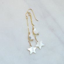 Load image into Gallery viewer, Mother of Pearl Moon &amp; Star Earrings
