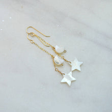 Load image into Gallery viewer, Mother of Pearl Moon &amp; Star Earrings
