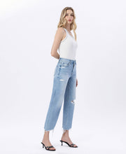 Load image into Gallery viewer, HIGH RISE DISTRESSED CROP SLIM WIDE JEANS
