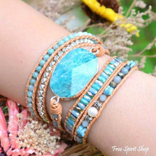 Load image into Gallery viewer, Natural Calming Amazonite Bead Wrap Bracelet, Boho Jewelry

