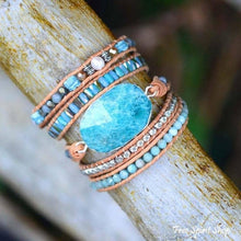 Load image into Gallery viewer, Natural Calming Amazonite Bead Wrap Bracelet, Boho Jewelry
