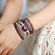 Load image into Gallery viewer, Amethyst &amp; Purple Jasper Wrap Bracelet

