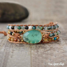 Load image into Gallery viewer, Green Jade &amp; Jasper Wrap Bracelet, Boho Bead Bracelet
