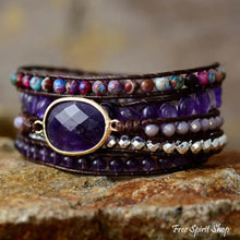 Load image into Gallery viewer, Amethyst &amp; Purple Jasper Wrap Bracelet
