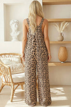 Load image into Gallery viewer, Leopard Print Square Neck Pleated Wide Leg Jumpsuit
