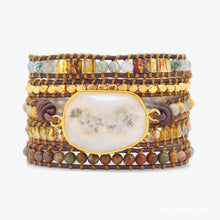 Load image into Gallery viewer, Natural Agate Moonlight &amp; Jasper Boho Beaded Wrap Bracelet
