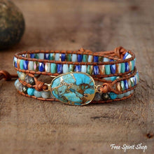 Load image into Gallery viewer, Natural Turquoise &amp; Jasper Wrap Bracelet
