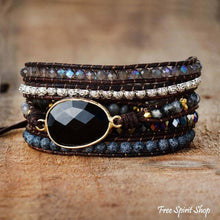 Load image into Gallery viewer, Natural Black Onyx Beaded Wrap Bracelet
