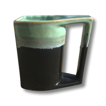 Load image into Gallery viewer, Black/Teal Glazed Artisan Mugs (Hitam Glossy Melt)

